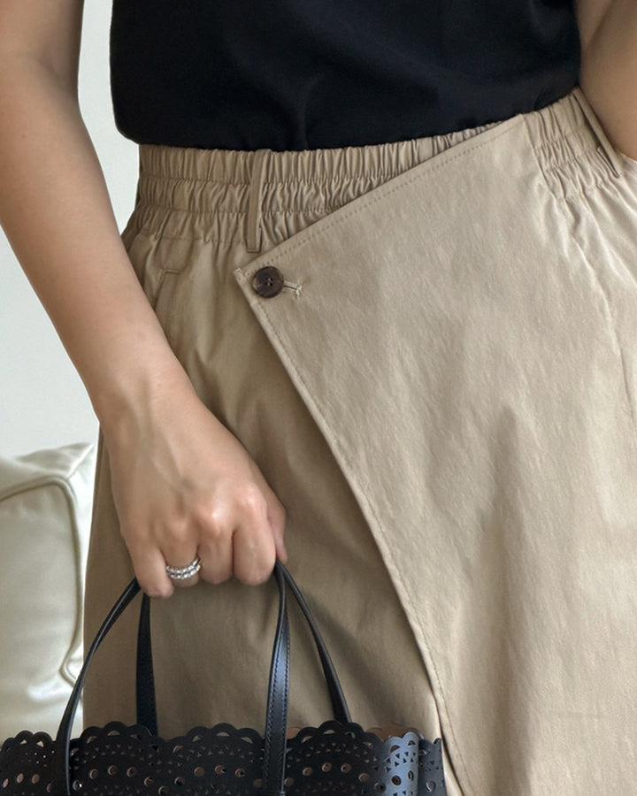 Button Wrap Culotte Pants