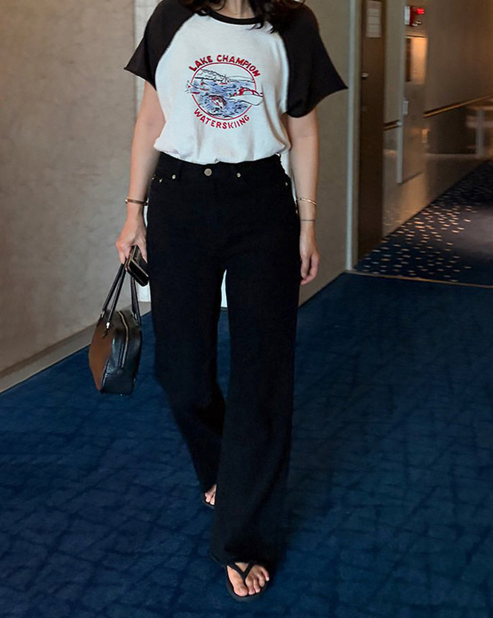 Soft Washed Black Slight Flare Jeans