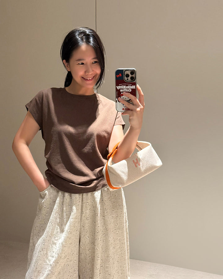 Minimalist Cap Sleeve Crewneck Top