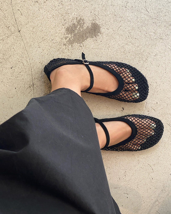 Rhinestone Mesh Mary Jane Flats