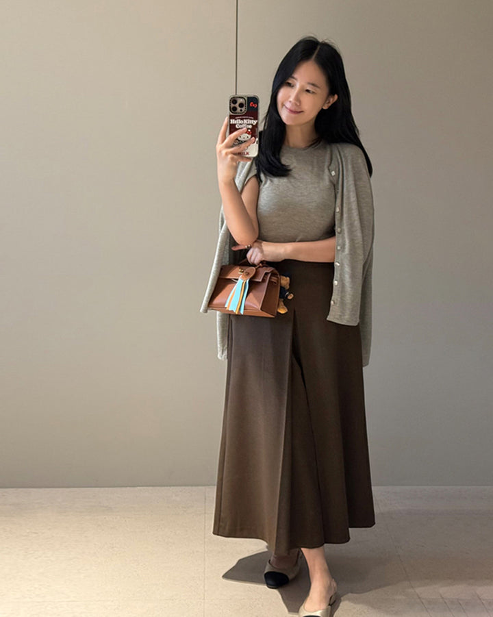 Elegant Pleated Skirt-Look Wide Pants