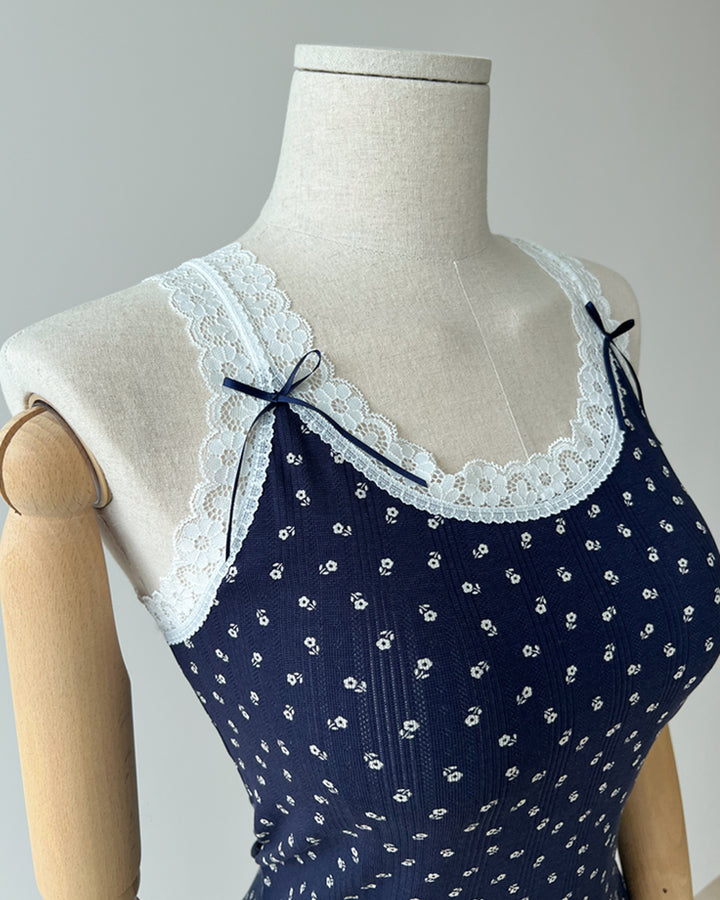 Lace Trim Ribbon Pointelle Cami Top