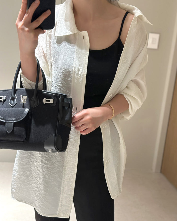 Crinkled Viscose-Blend Belted Shacket