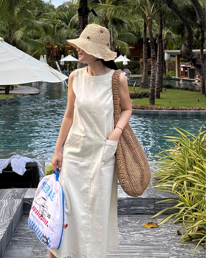 Cotton Blend Sleeveless Maxi Dress