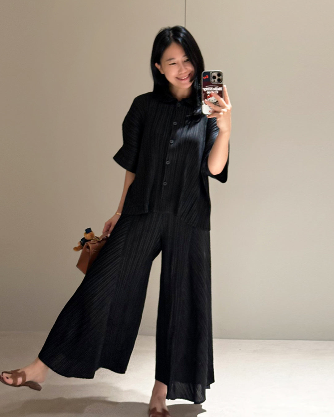 Pleated Wide-Leg Trousers