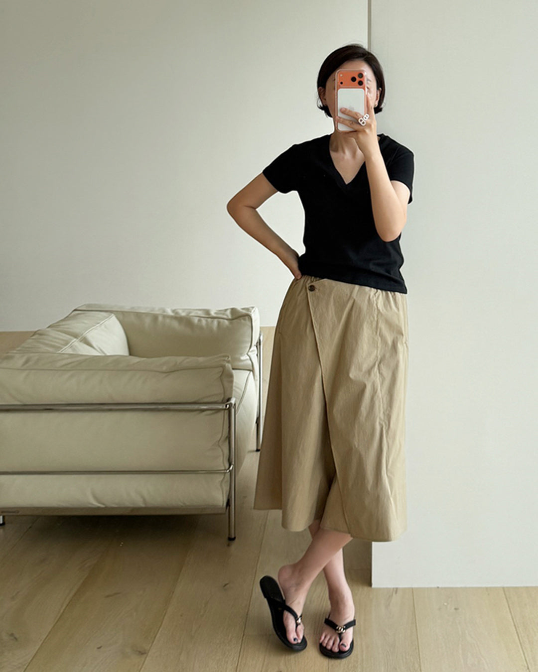 Button Wrap Culotte Pants