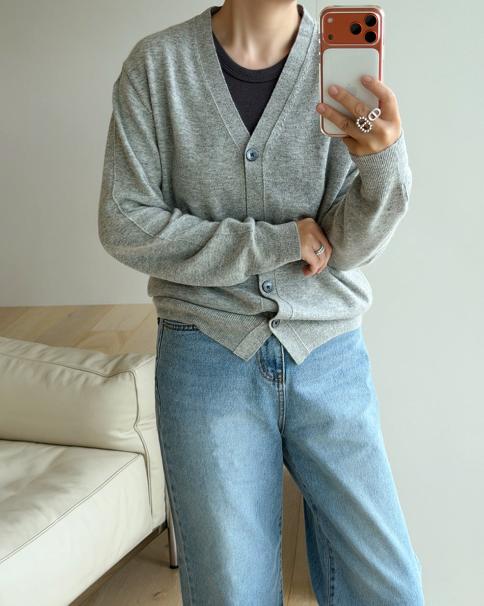 エッセンシャル カシミヤメリノ Vネックカーディガン