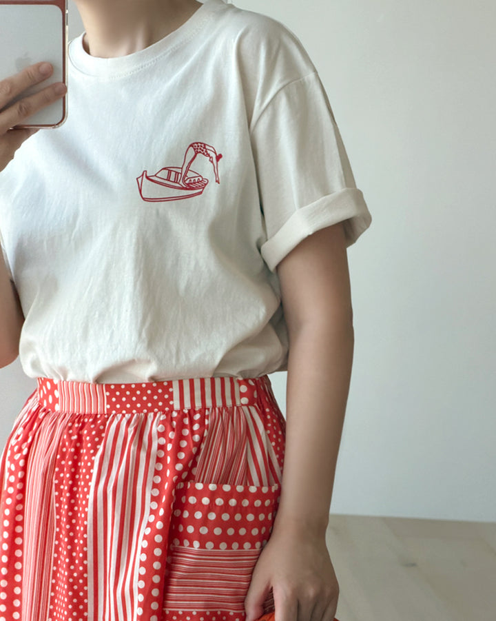 Vintage Beach Graphic Print Cotton T-Shirt
