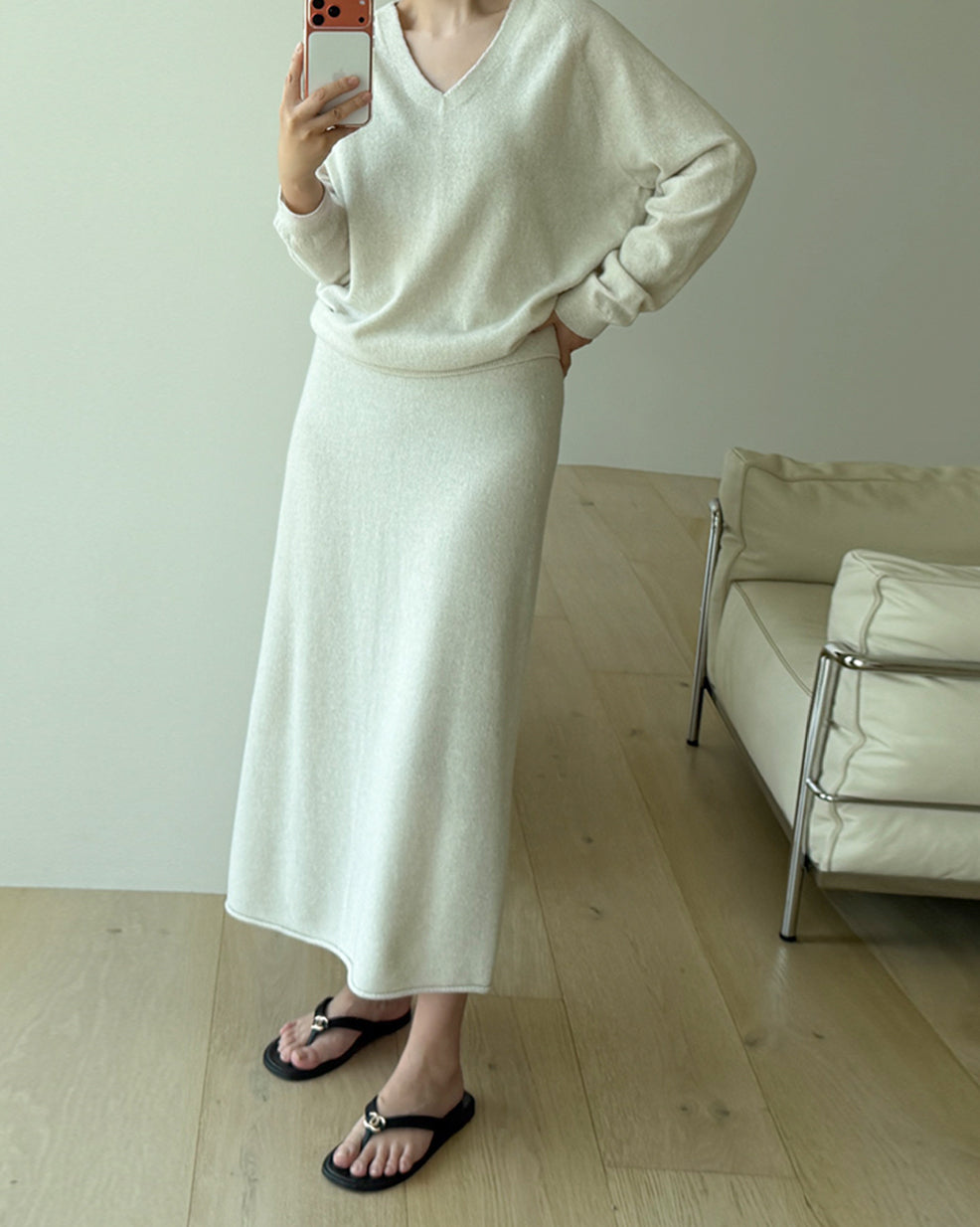 リラックスedストレートニットマキシスカート