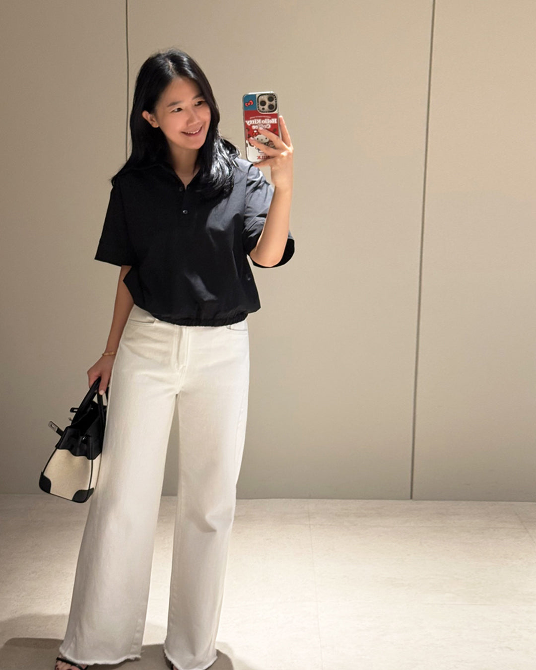 Raw Hem Wide Flared White Jeans