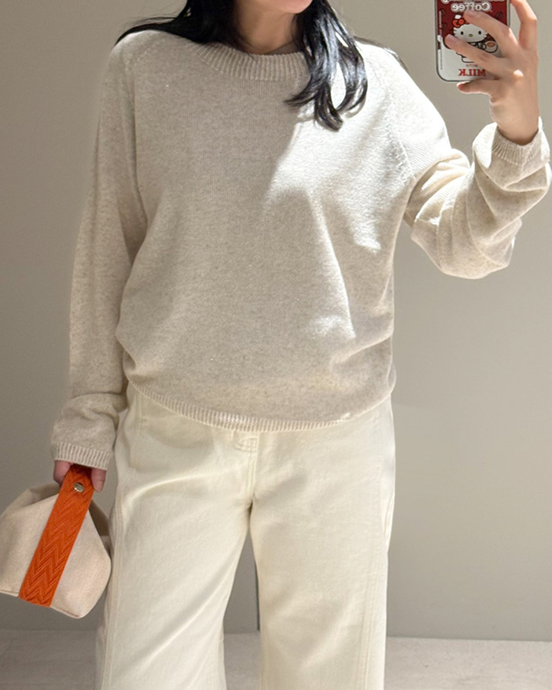 Shimmer Raglan Crewneck Knit Sweater