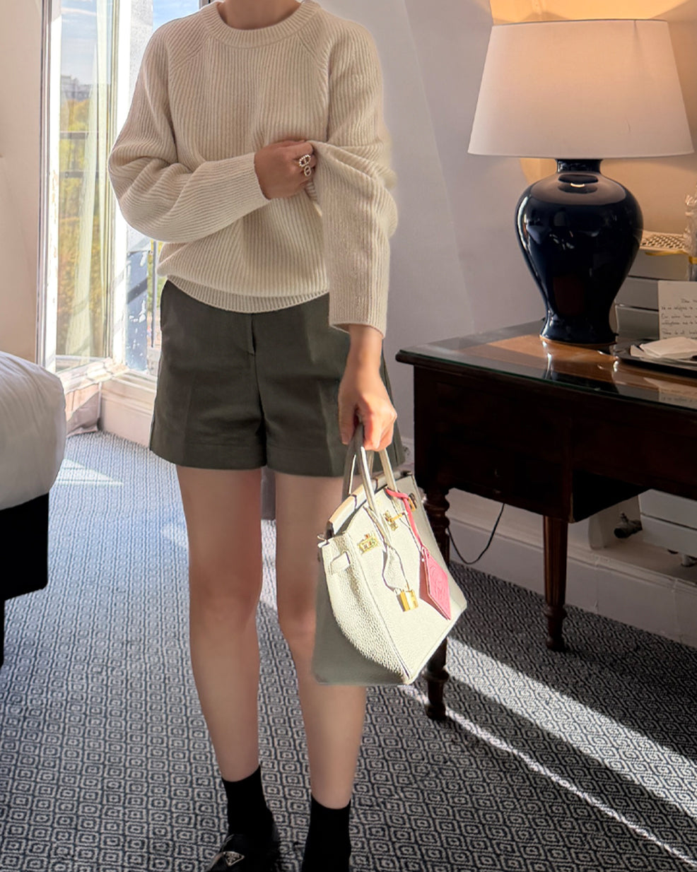 Seamless Cashmere-Merino Ribbed Knit Sweater