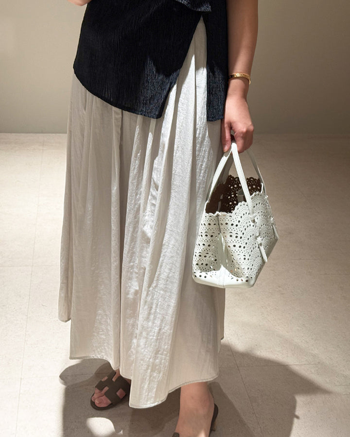 Nylon Crisp A-Line Maxi Skirt