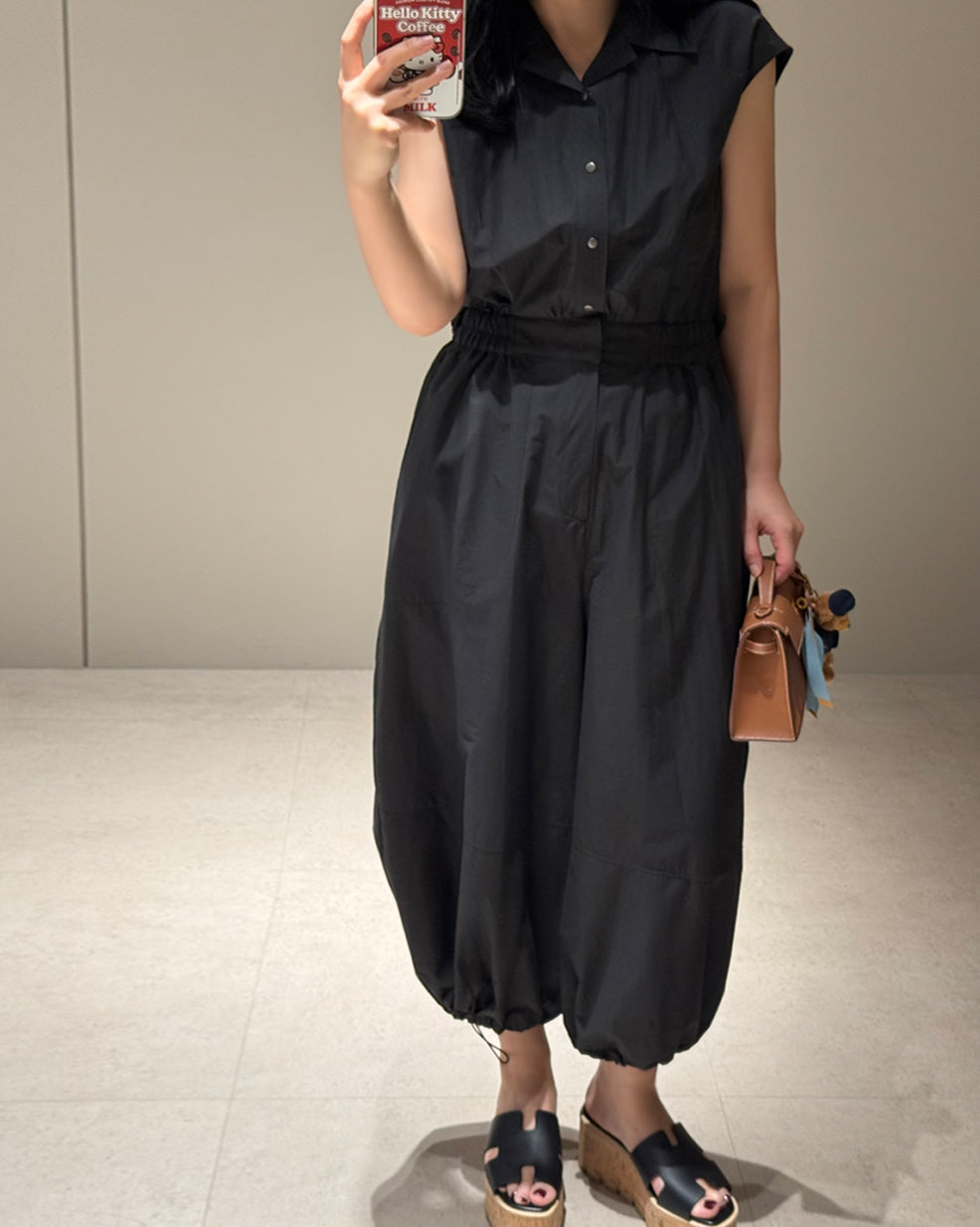 Sleeveless Drawstring Hem Jumpsuit