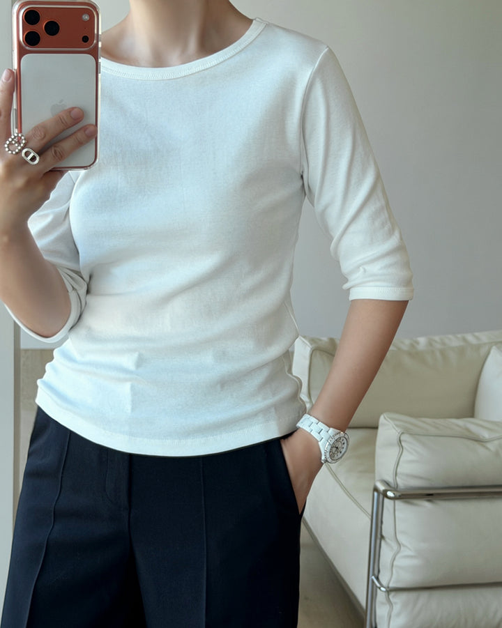 3/4 Sleeve Boatneck Slim Fit T-Shirt