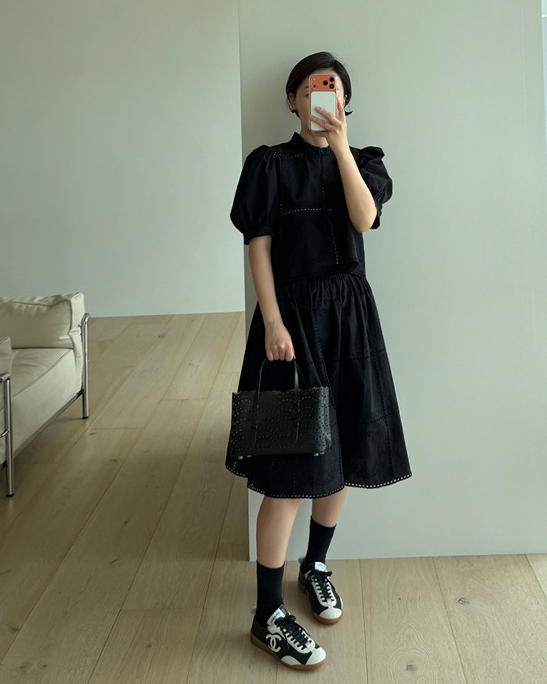 Floral Eyelet Embroidered Midi Skirt