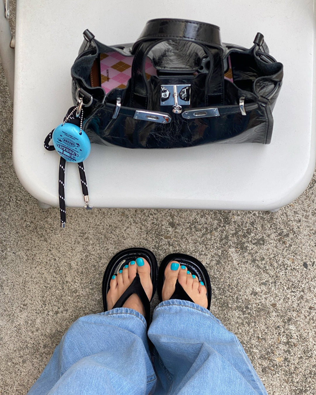 Chunky Platform Thong Sandals with Velvet Straps