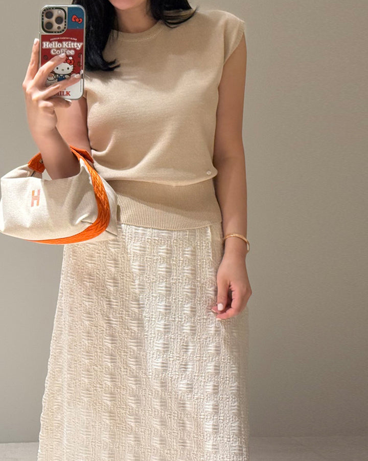 Slim Fit Ribbed Waist Cap Sleeve Knit Shirt
