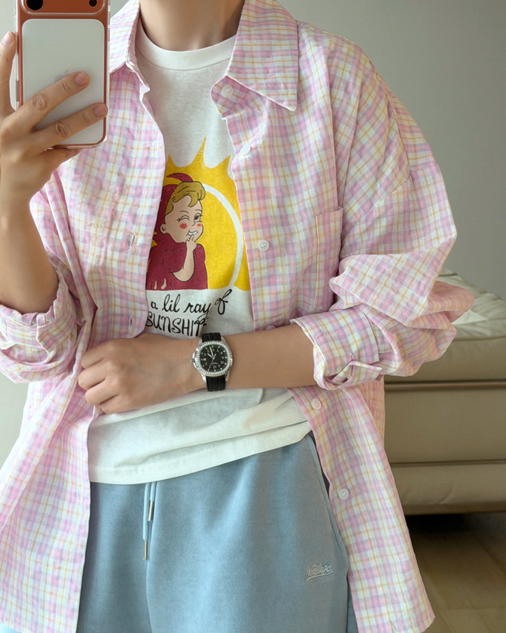 Retro Sunshine Graphic Short Sleeve Shirt
