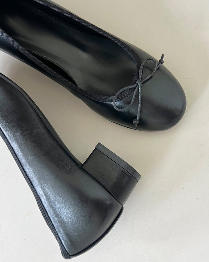 Matte Ribbon Low Block-Heel Pumps