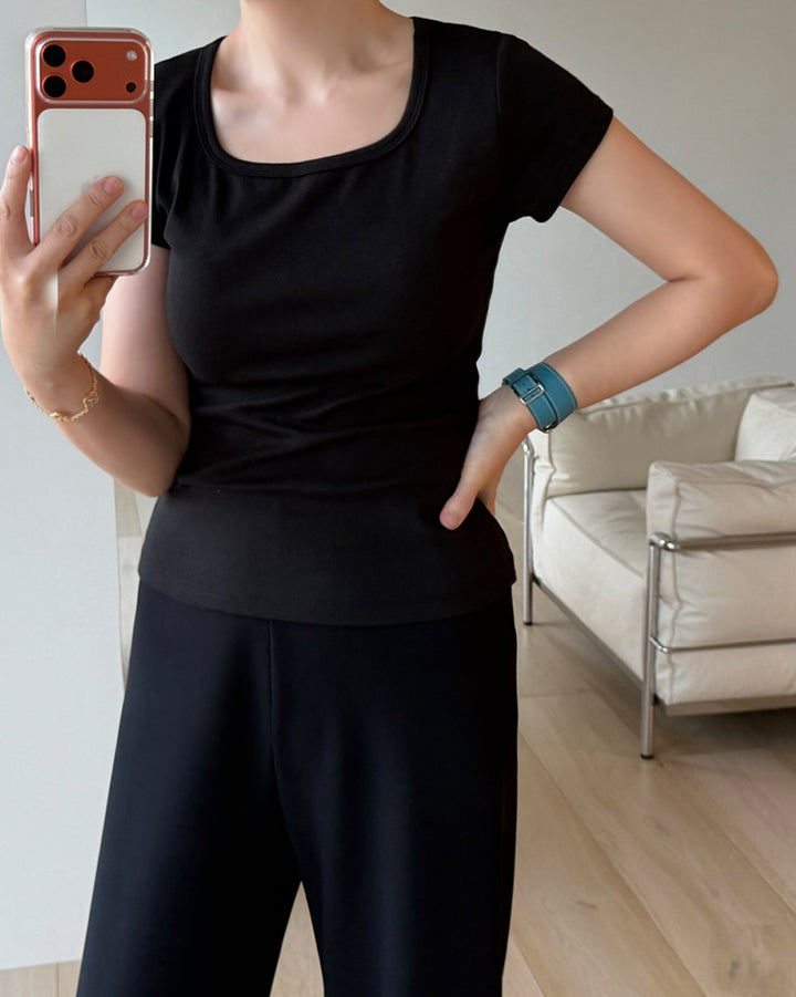 Soft Cotton Modal Scoop Neck Tee