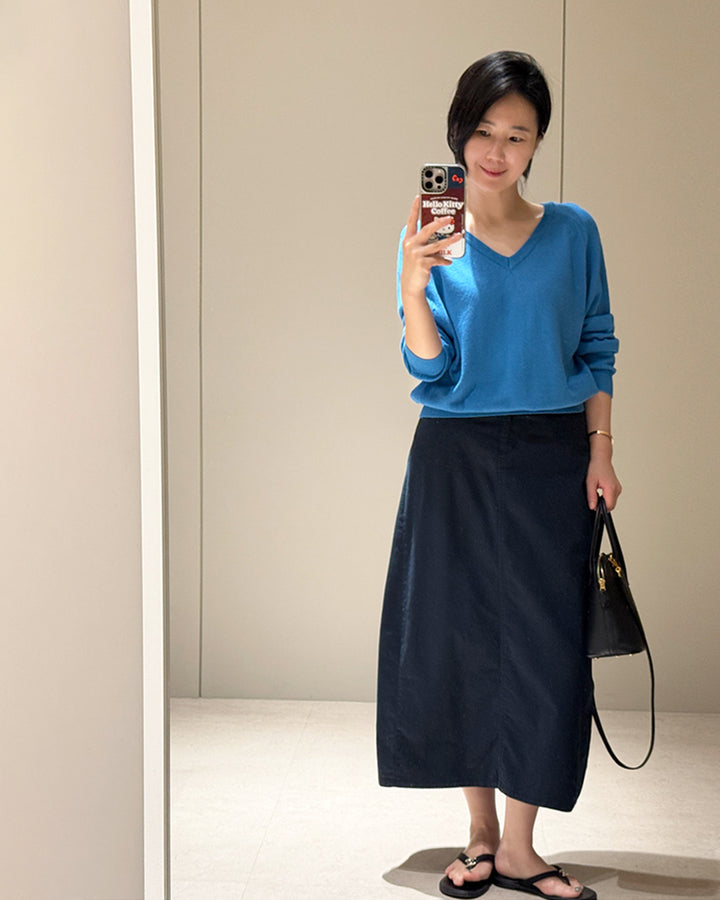 Front Seam Cotton Maxi Skirt