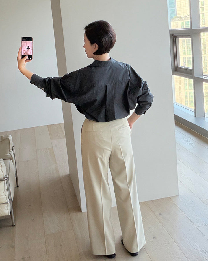Center Seam Wide Straight Trousers