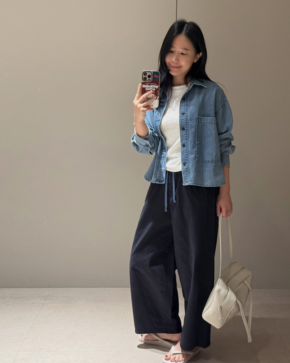 Loose Fit Cropped Denim Shirt