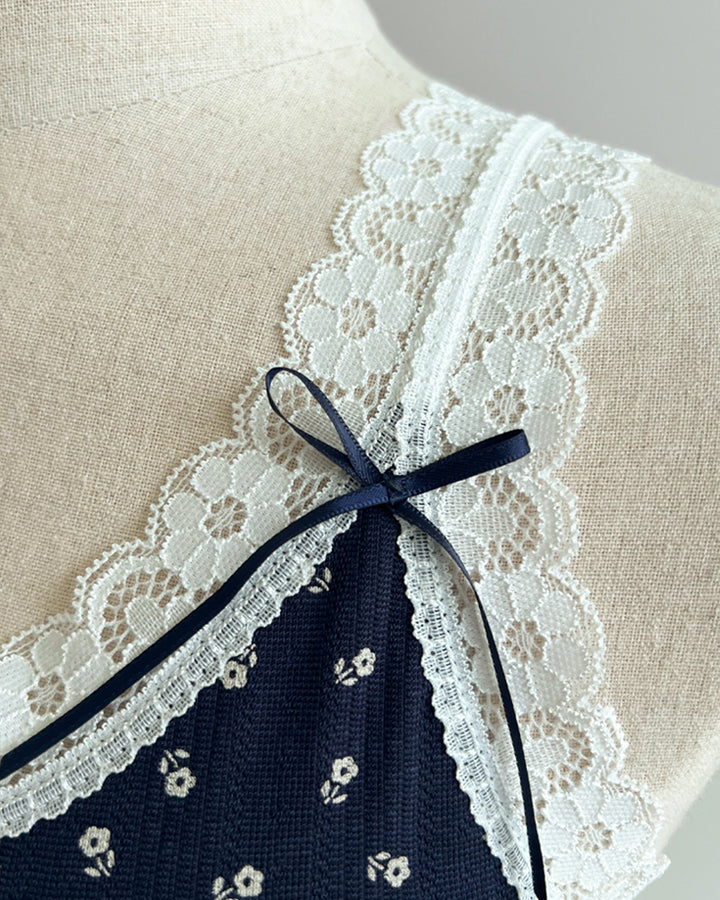 Lace Trim Ribbon Pointelle Cami Top