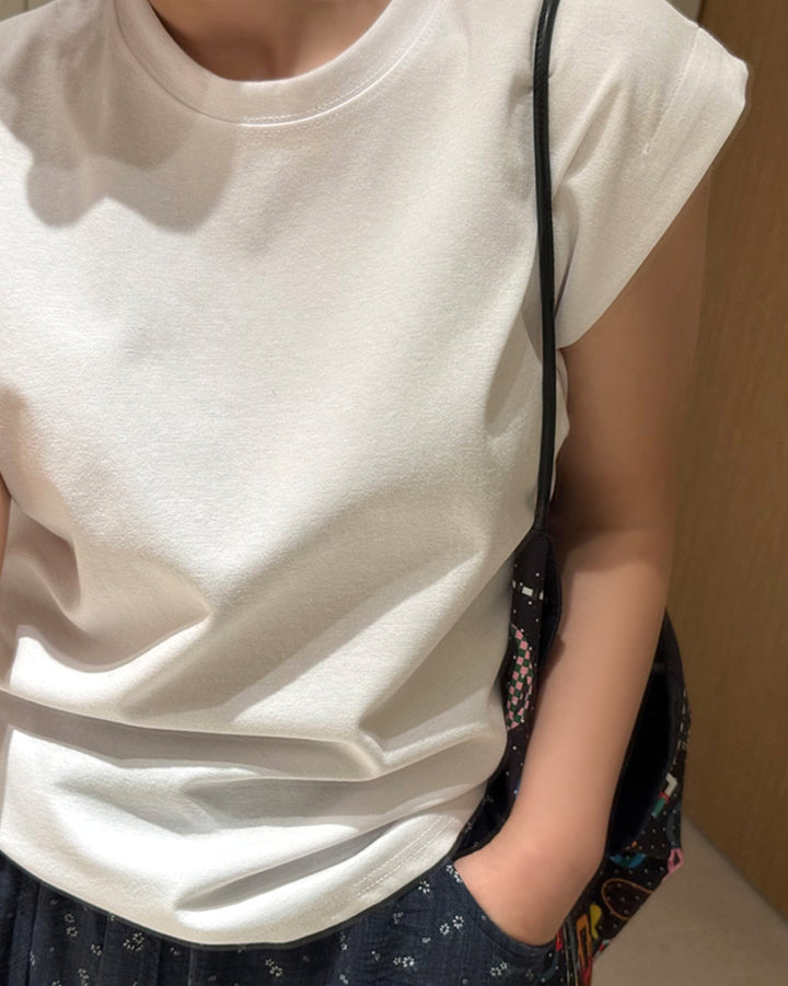 Cap Sleeve Crewneck Essential Top
