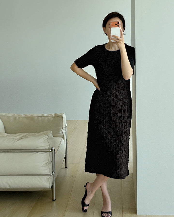Crinkle Textured Midi/Maxi Dress