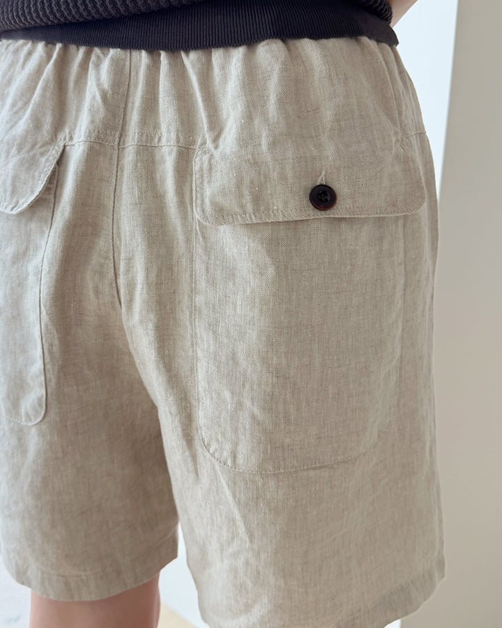Premium 100% Linen Elastic Waist Shorts