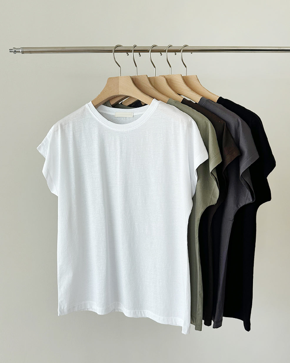 Relaxed Cap-Sleeve Round Neck Tee