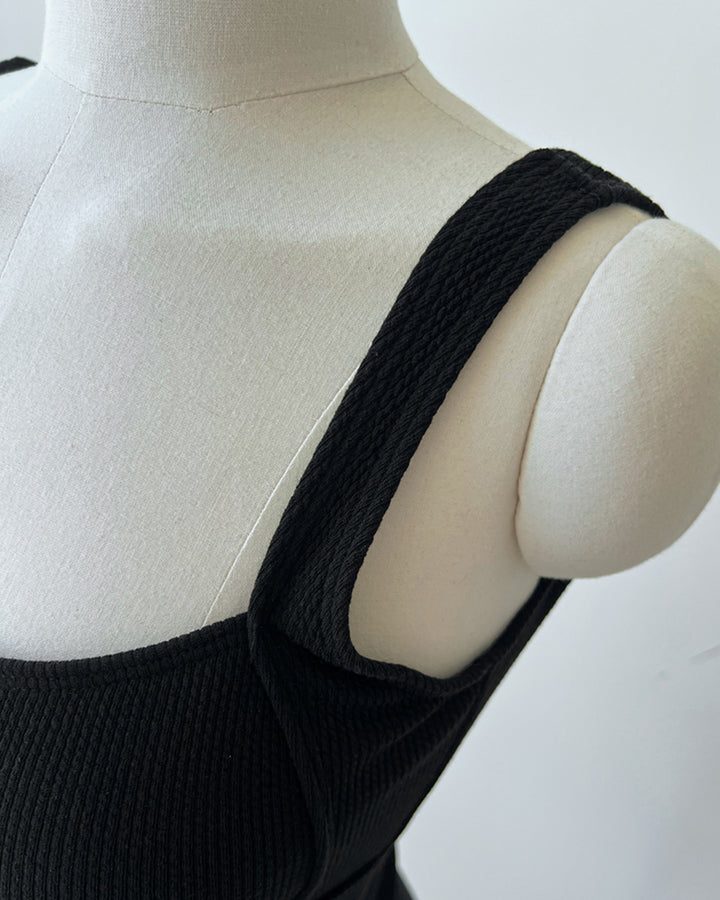 Textured Square Neck One-Piece Swimsuit