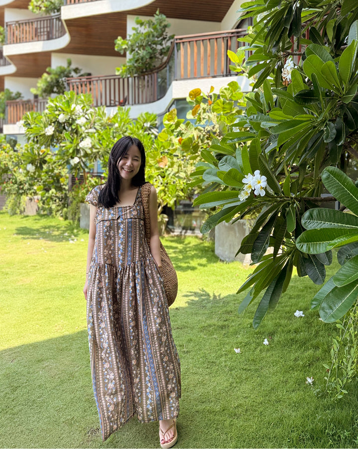 Ethnic Floral Flap Maxi Dress