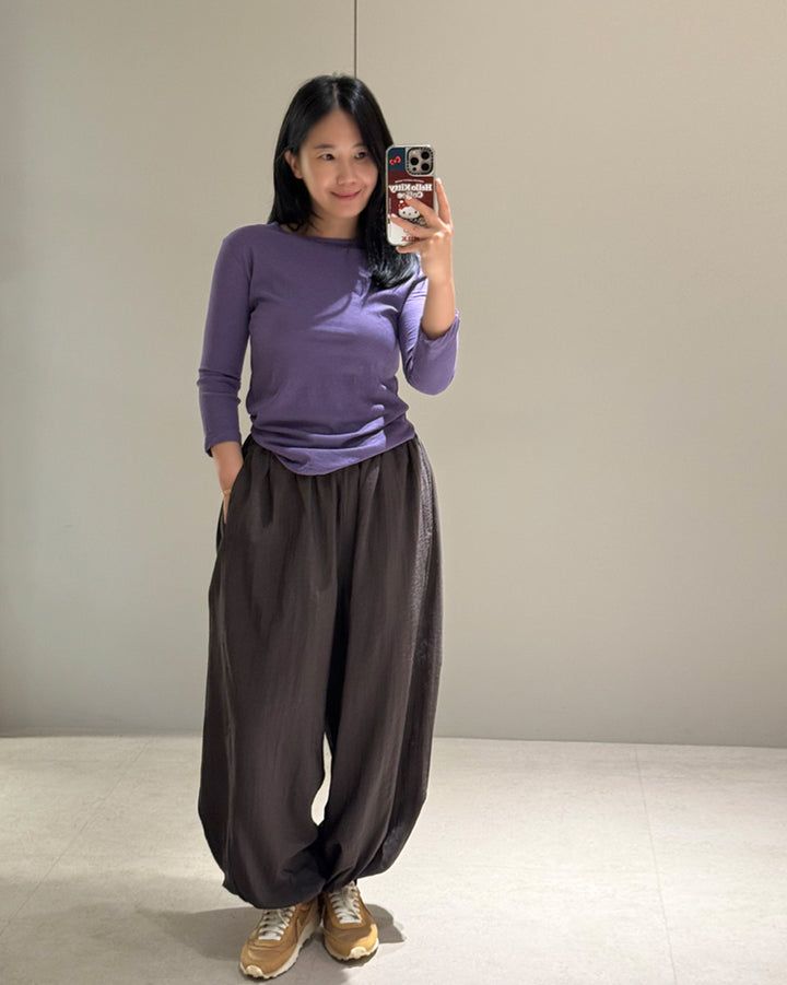 Slub Cotton Boat Neck Sleeve Tee
