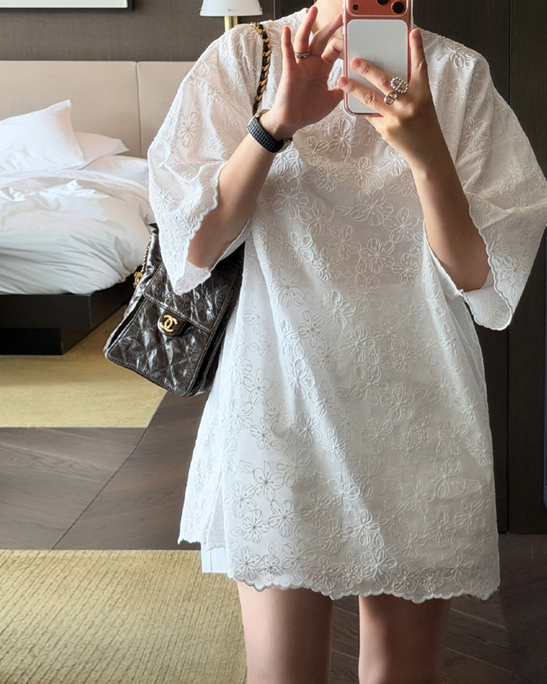 Floral Eyelet Embroidered Mini Dress