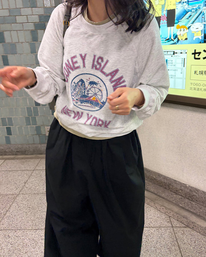 ヴィンテージ プリント入り ソフトスウェットシャツ