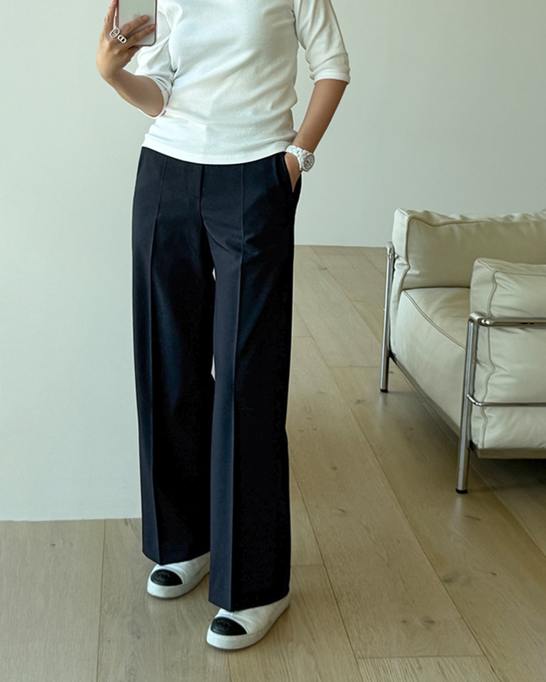 Center Seam Wide Straight Trousers