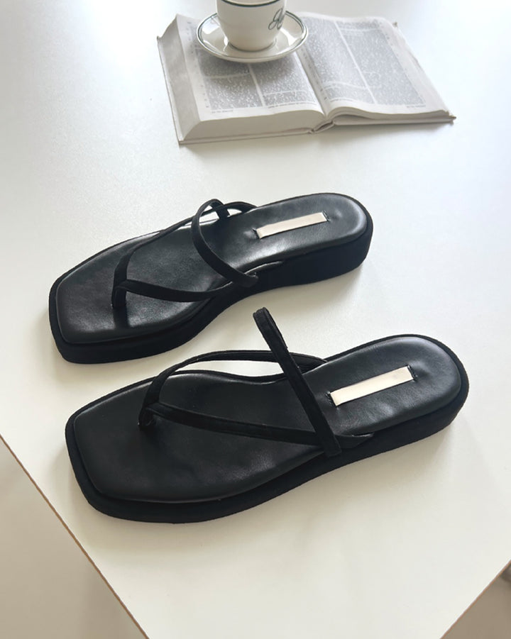 Square Toe Strappy Thong Sandals