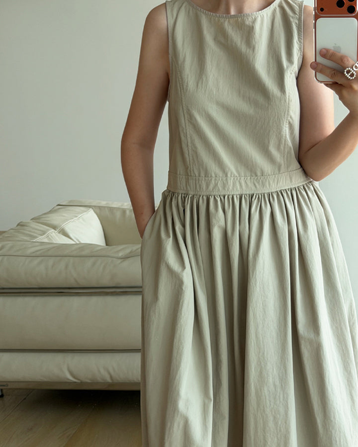 Nylon Sleeveless Flared Dress