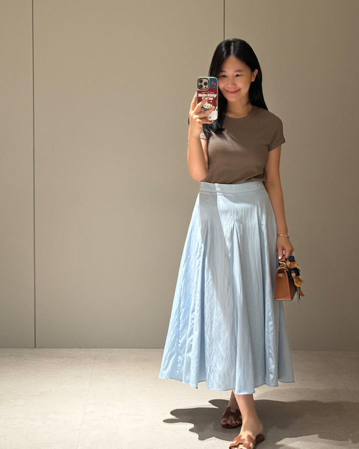Crinkle Flared Maxi Skirt