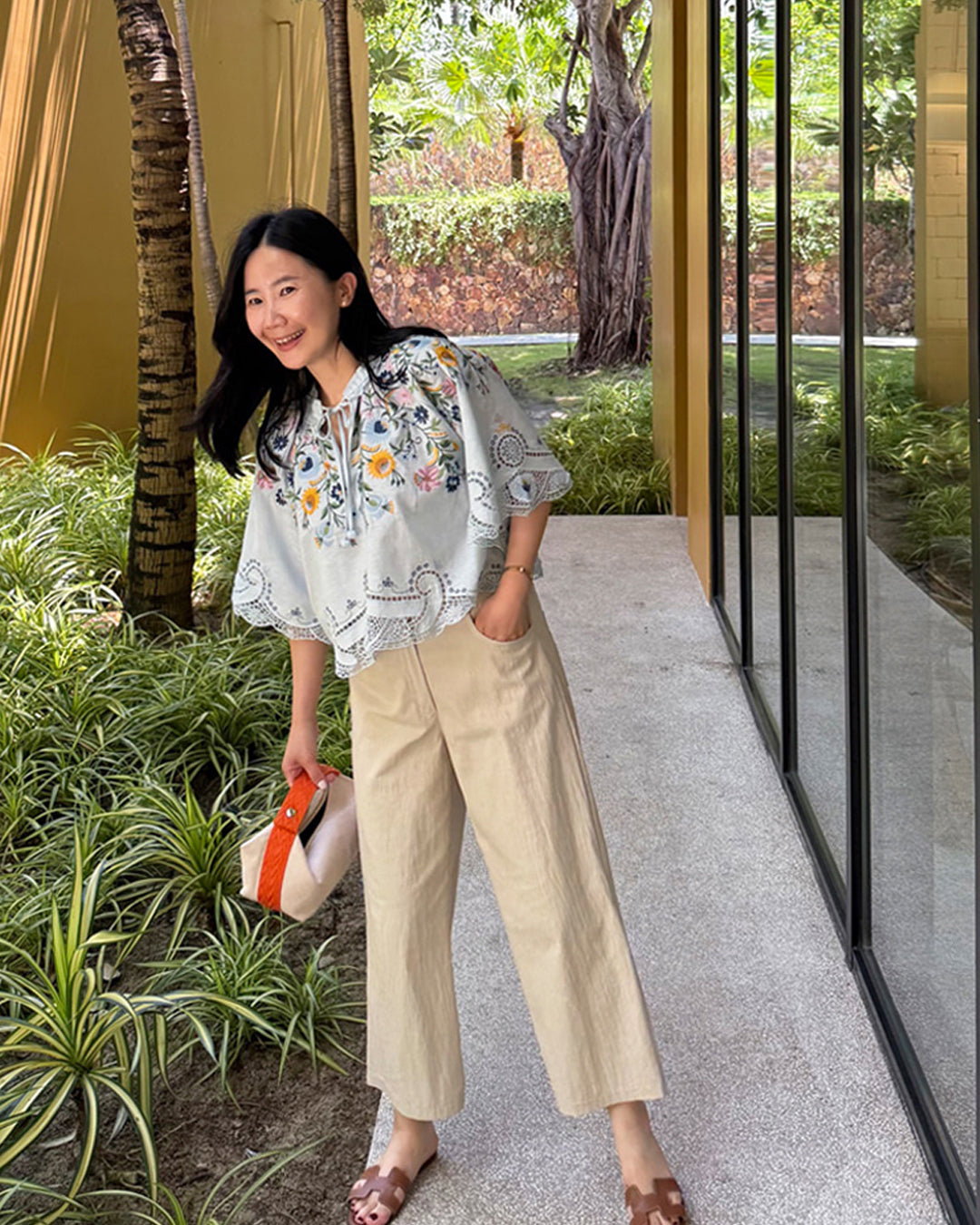 Casual Cotton Blend Daily Crop Pants