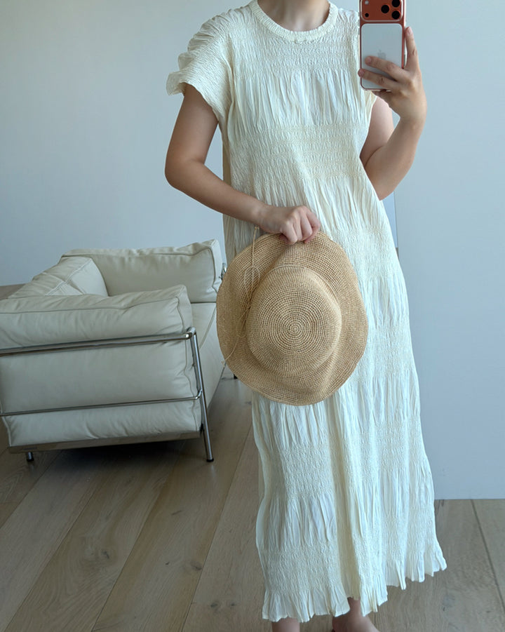 Shirred Wrinkle Tiered Maxi Dress