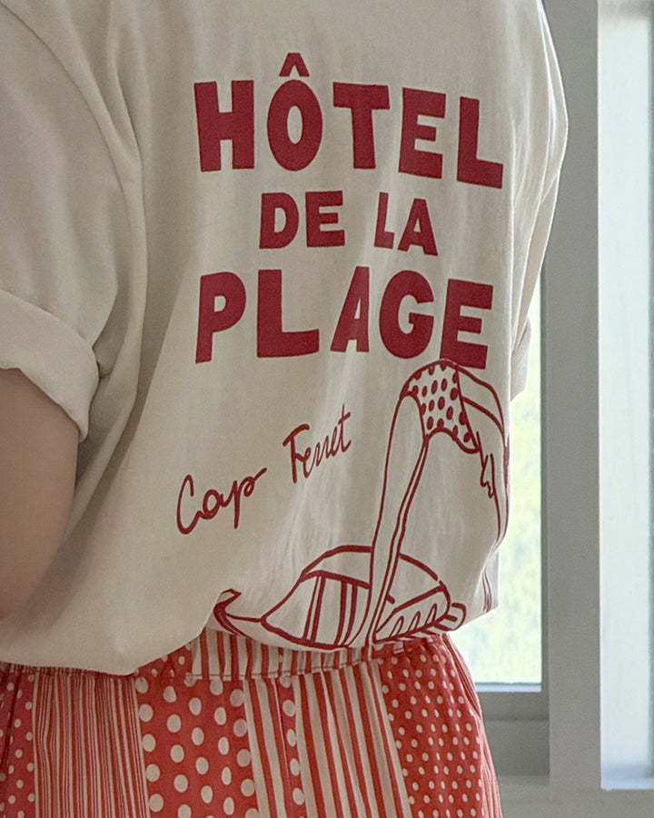 Vintage Beach Graphic Print Cotton T-Shirt
