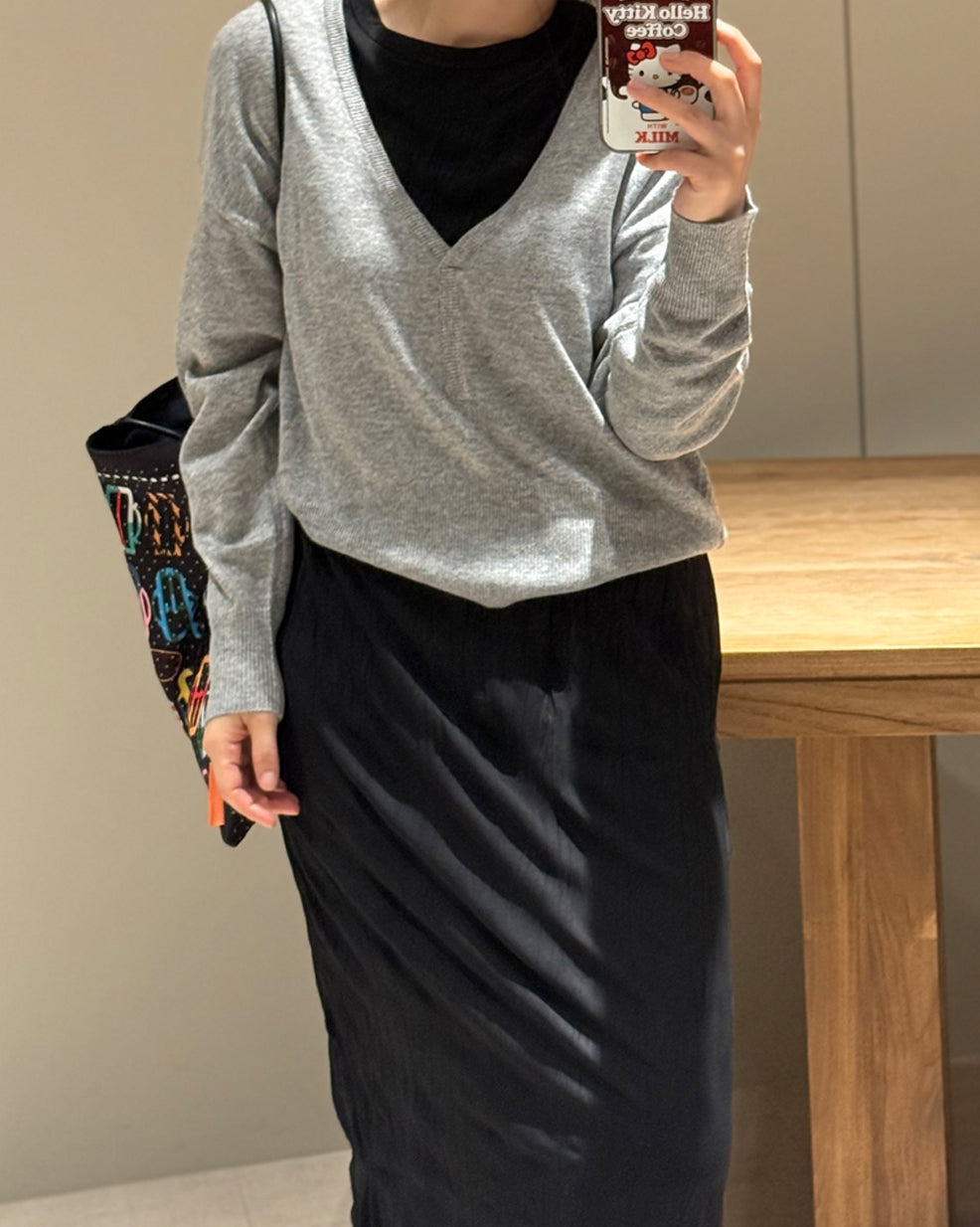 Deep V-Neck Oversized Knit Sweater