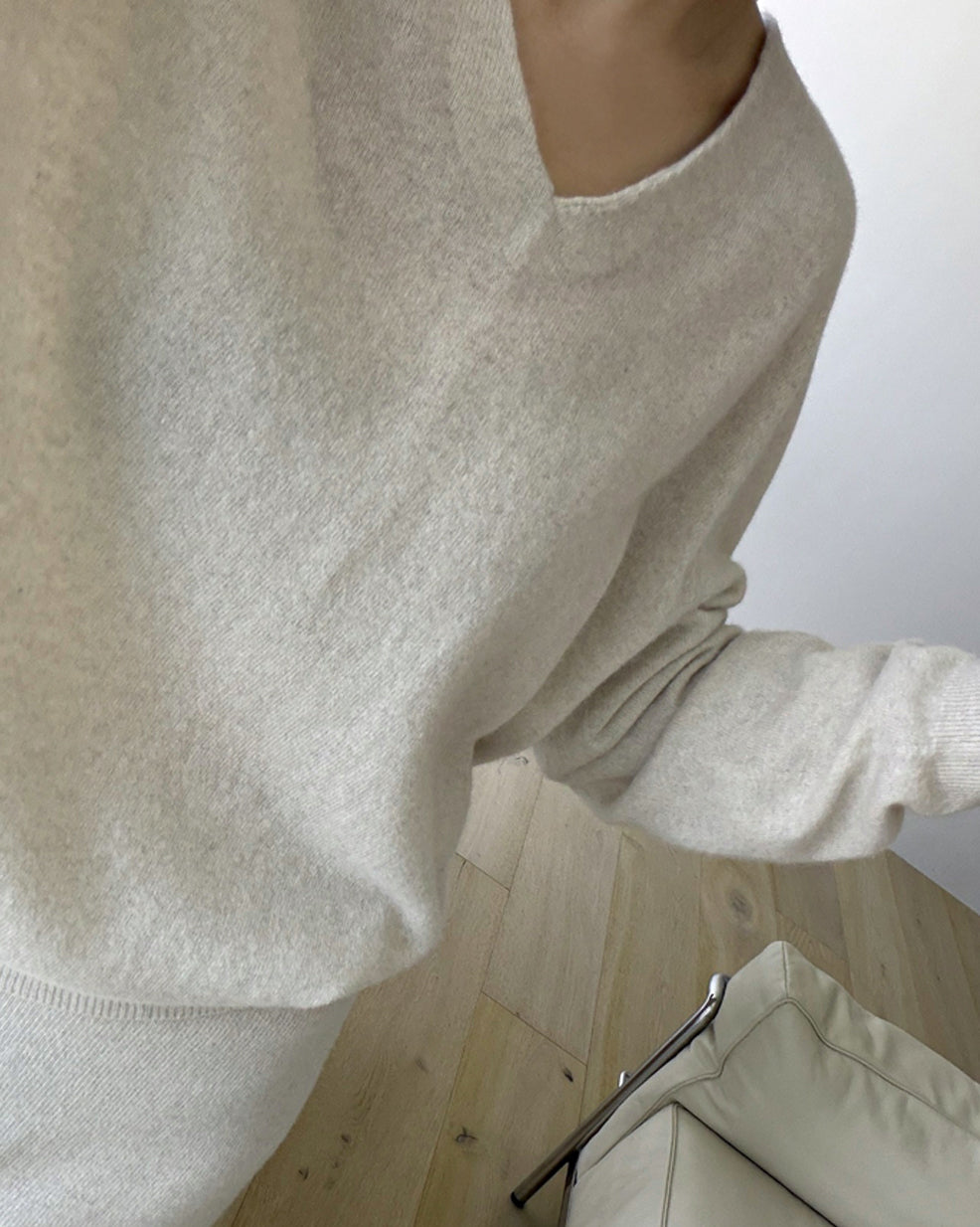 Relaxed V-Neck Knit Sweater