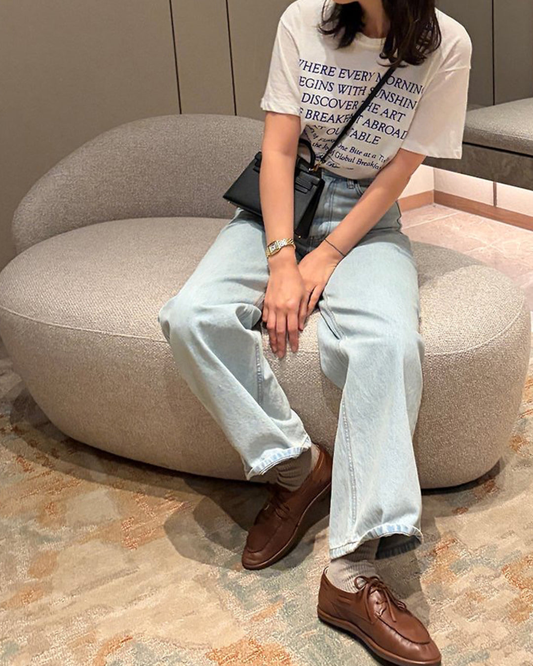 リネンブレンド レタリング エブリデイTシャツ