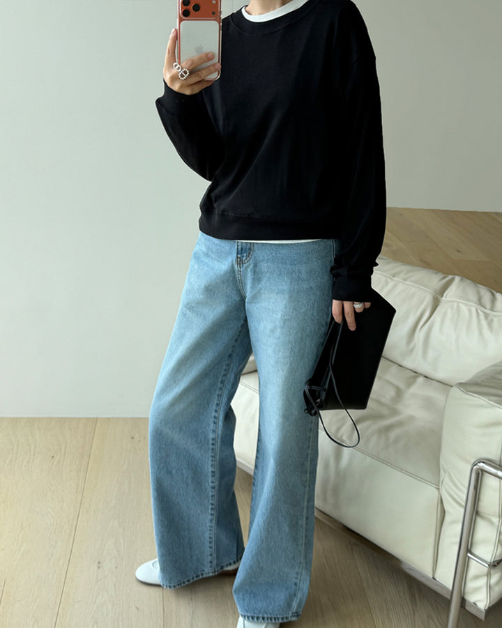 Premium Blend Wide-Leg Classic Denim