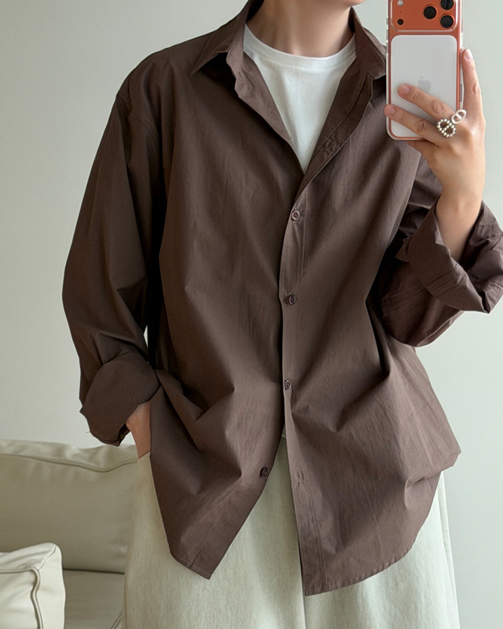 Relaxed Roll-Up Cotton Shirt